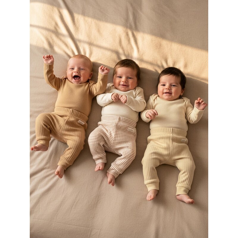 Sinsay - Žebrované legíny 3 pack - krémová