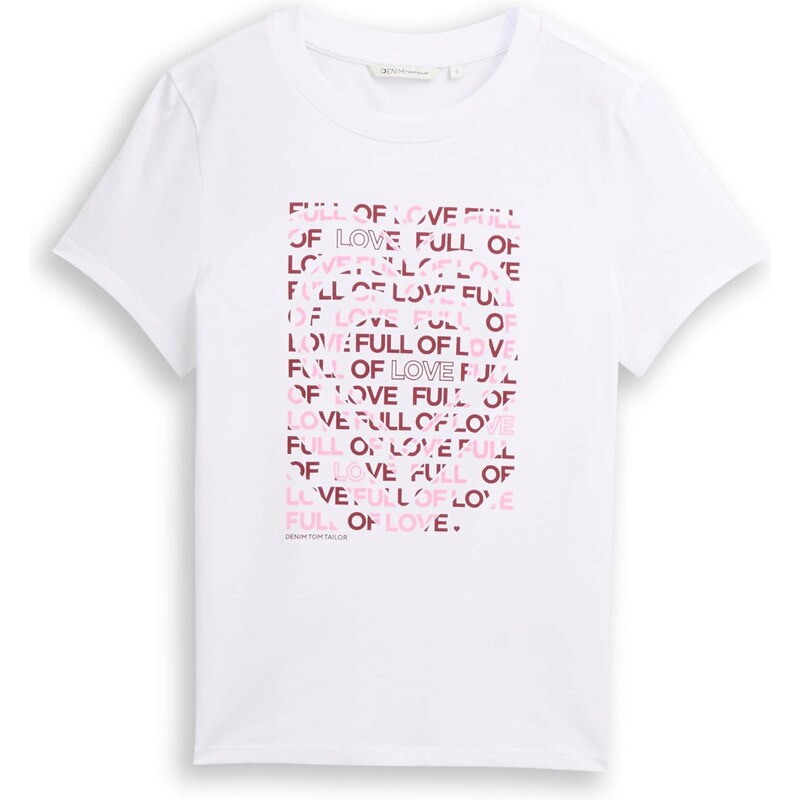 TOM TAILOR DENIM Tričko pink / červená / bílá