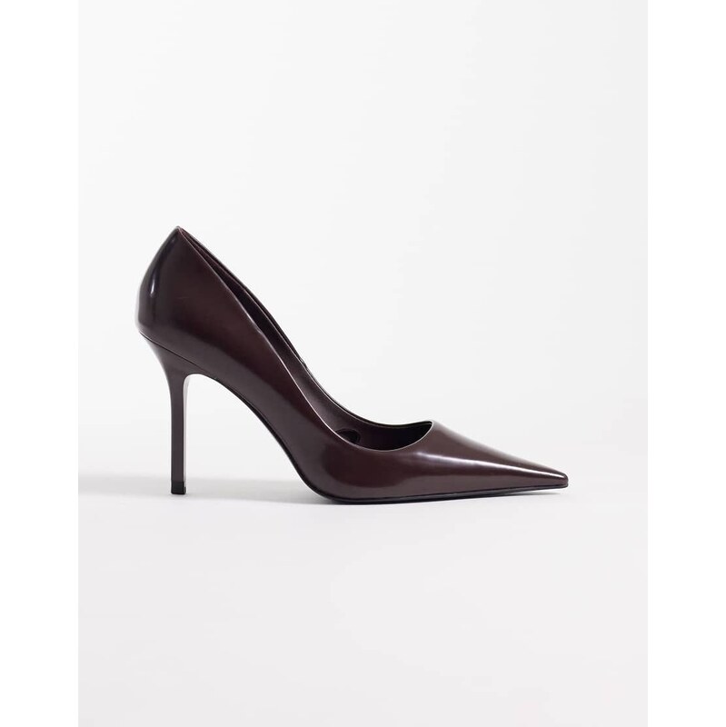 Mango pointed court shoe in burgundy-Red