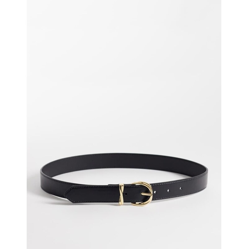 Mango faux leather belt in black