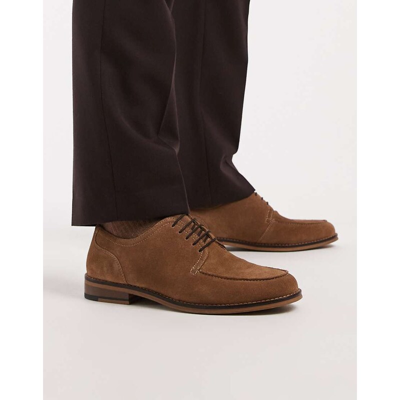 ASOS DESIGN lace up shoes in mushroom suede-Neutral