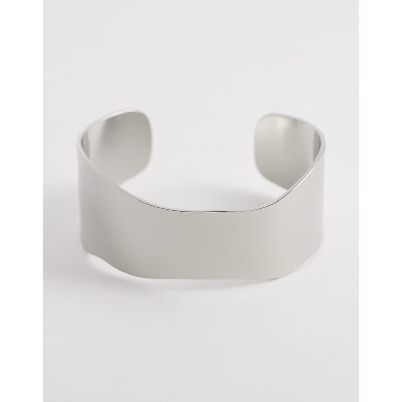 ASOS DESIGN cuff bracelet in silver tone