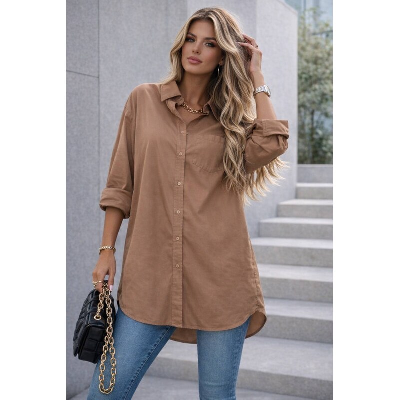 Fashionweek Dlouhá asymetrická tunika, košilové šaty MD547 69820187