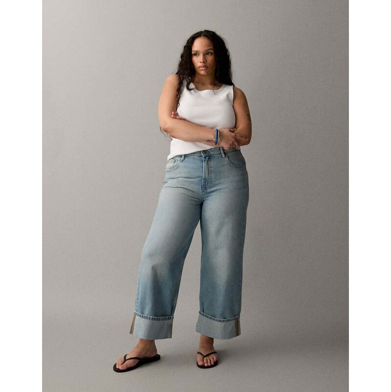 Good American good standard relaxed turn up jean in light blue