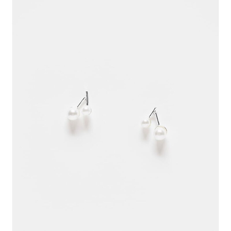 Kingsley Ryan double pearl stud earrings in silver 113089214