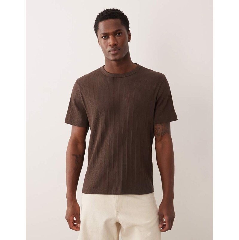 Abercrombie & Fitch premium ribbed t-shirt in brown