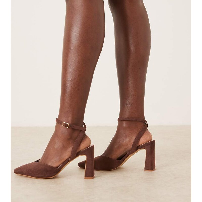 Raid Wide Fit RAID Kristina Wide Fit block heeled shoes in brown 113091517
