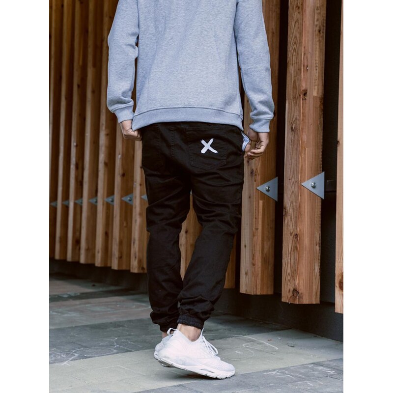 Kalhoty Materiálové Jogger Point X Pocket Černé / Bílé