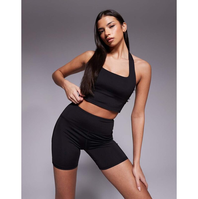 4505 active halter neck performance vest with inner bra in black 115522645
