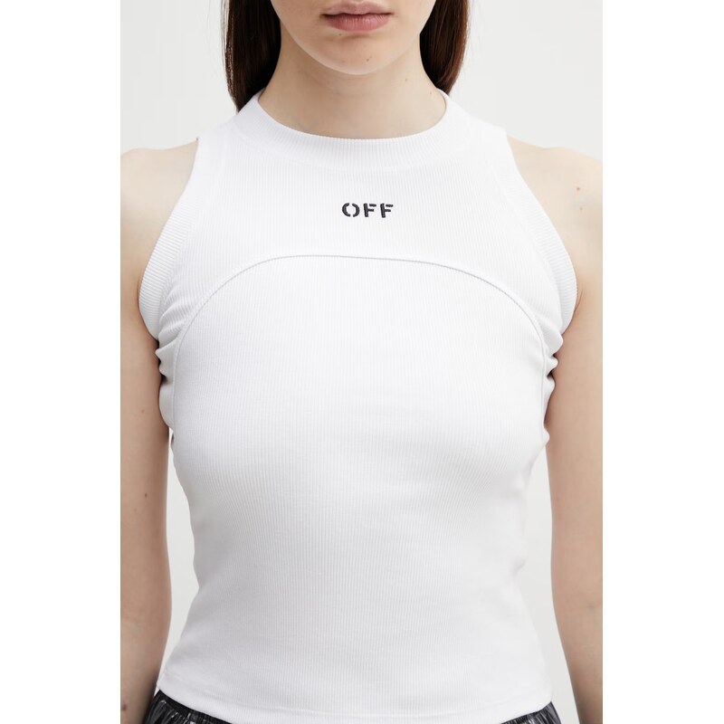 Off-White top dámský bavlněný s elastanem Off Stamp