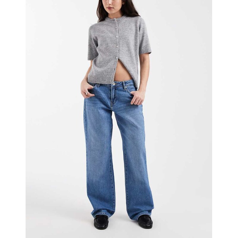 ONLY Britney low waist straight leg jeans in mid blue