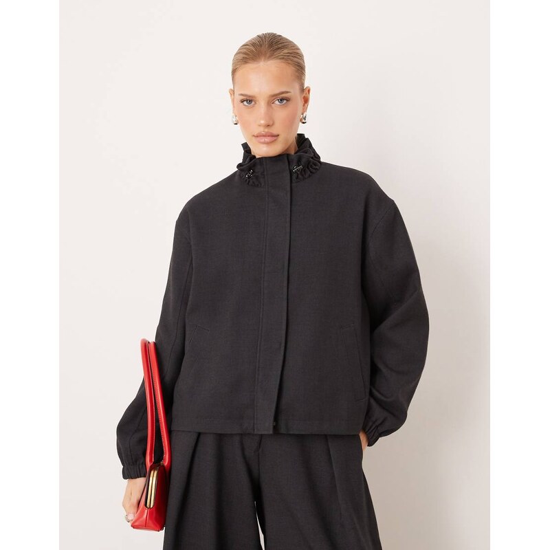 ASOS DESIGN tailored funnel neck track jacket co-ord in charcoal-Grey 113091499