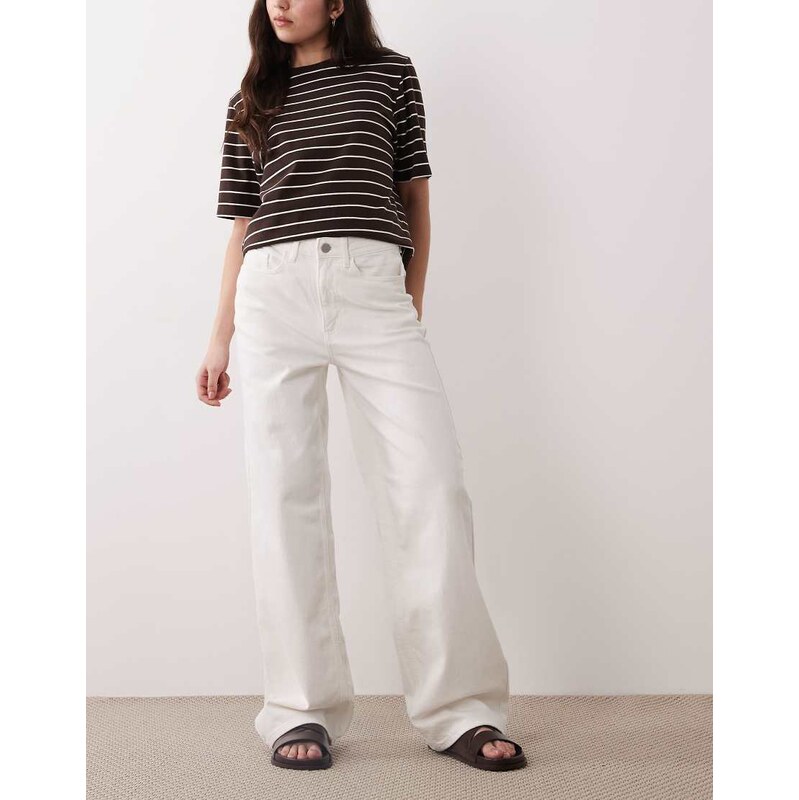 Vila Freya high waist wide leg jeans in white 115518196