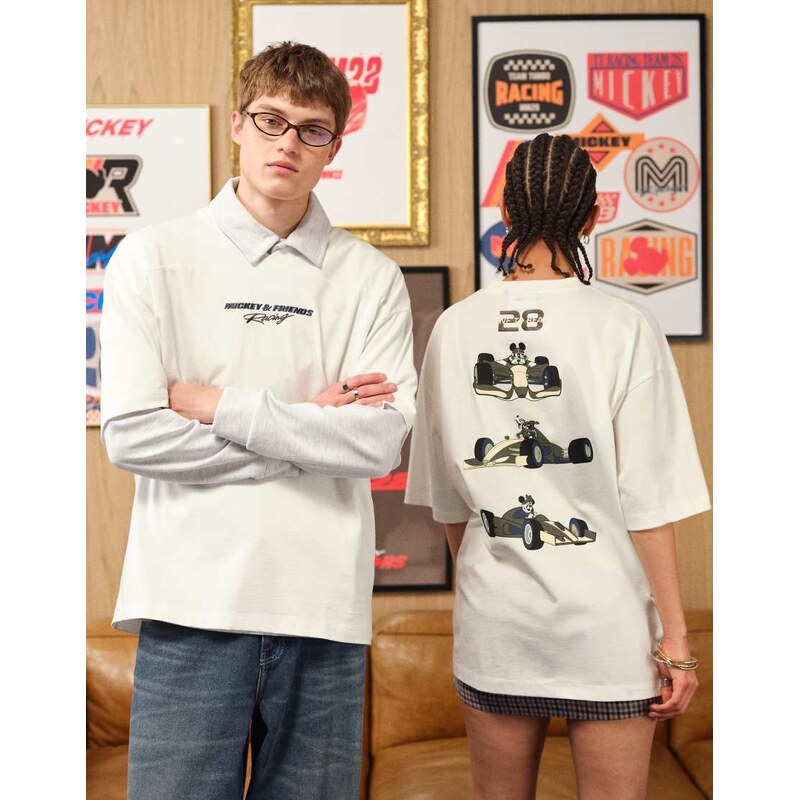 ASOS DESIGN Disney oversized V neck t-shirt with Mickey Print in