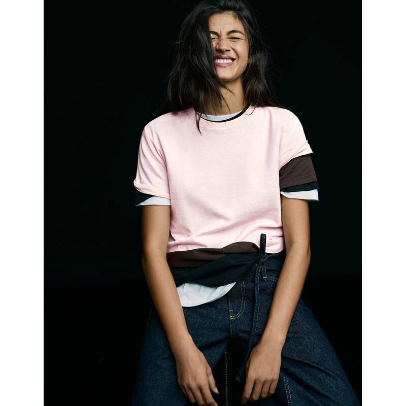Bershka Basic short sleeve t-shirt in pink