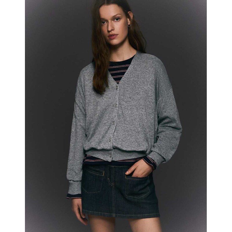 Bershka Basic cardigan in grey 113091668