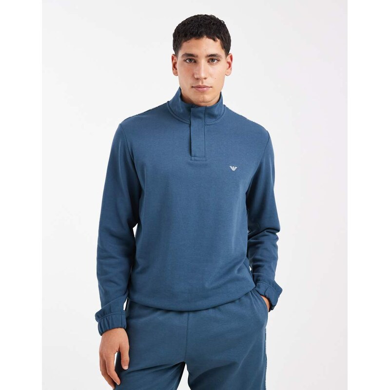 Emporio Armani Bodywear half zip sweater in blue