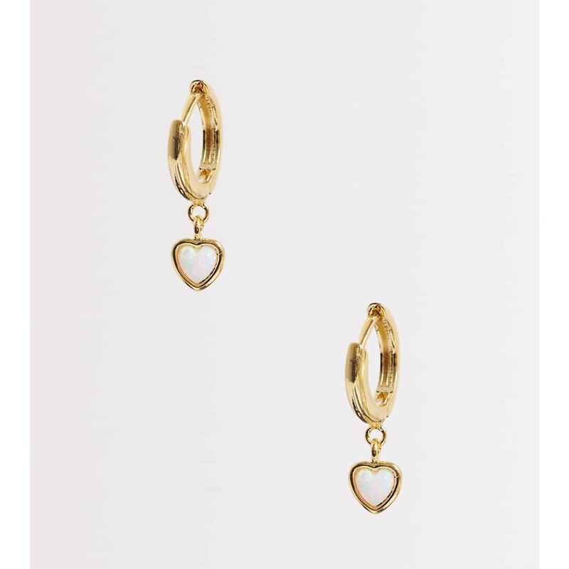 Orelia heart drop huggie hoop earrings in 18k gold plated 113338752