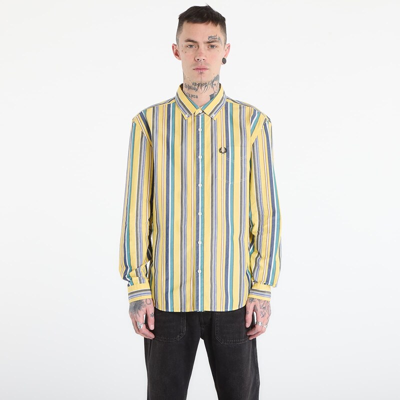 Košile FRED PERRY Relaxed Stripe Shirt Lemon Barley XL