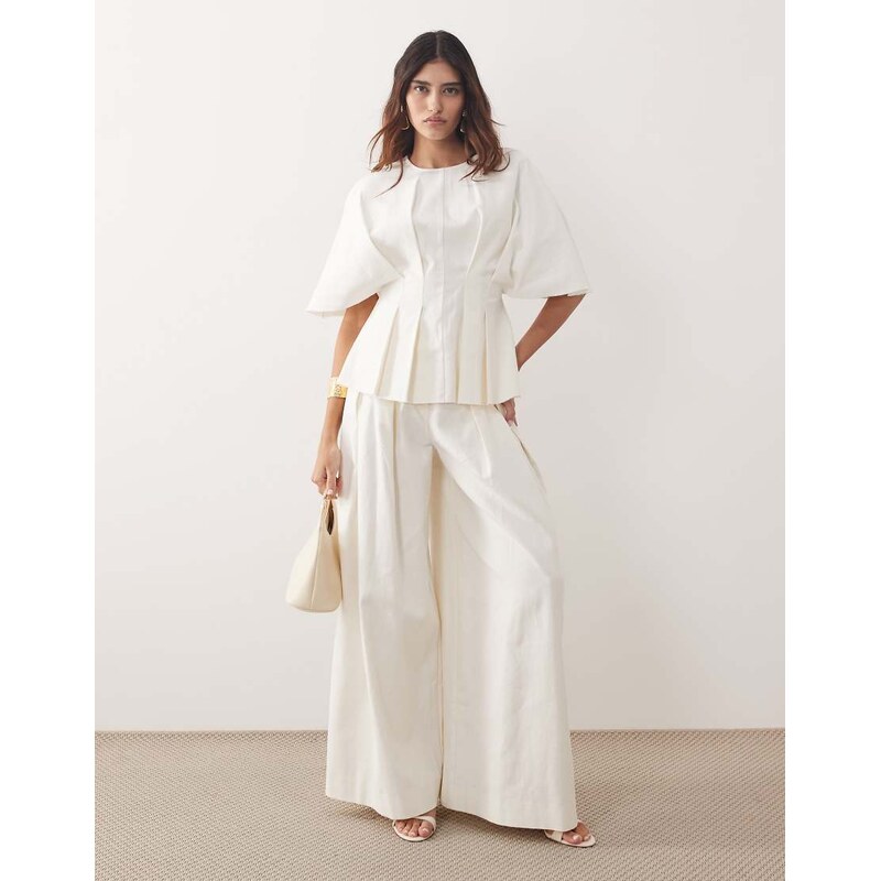 ARRANGE pleated trouser co-ord in white 113096099