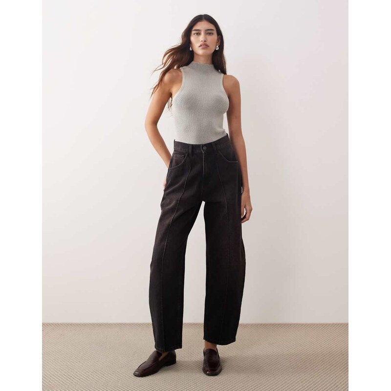 ARRANGE Clover front seam detail jeans in washed black