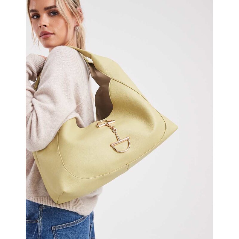 Glamorous shoulder bag with metal hardware detail in yellow