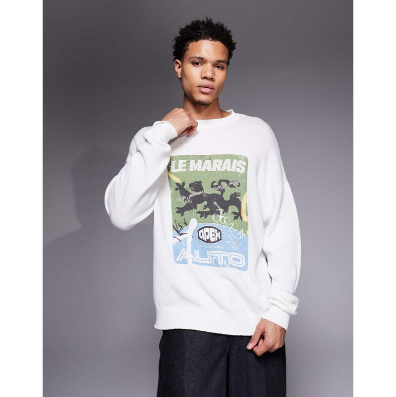 ASOS DESIGN oversized knitted crew neck jumper with Le Marais