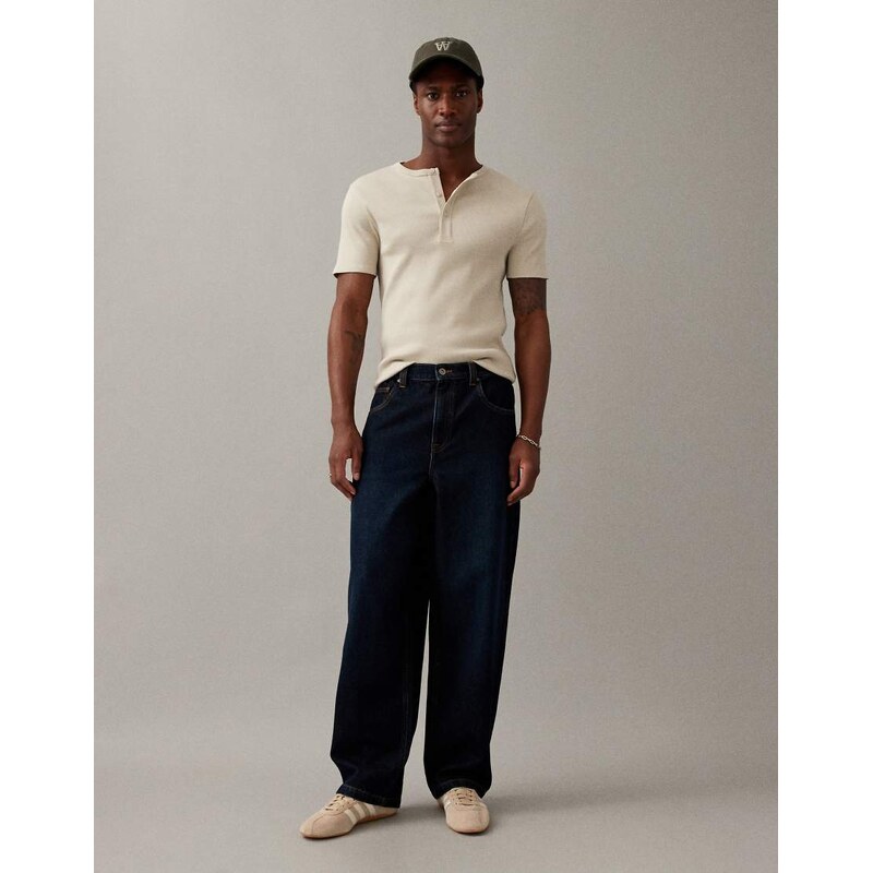 ASOS DESIGN loose straight jeans in raw wash-Navy