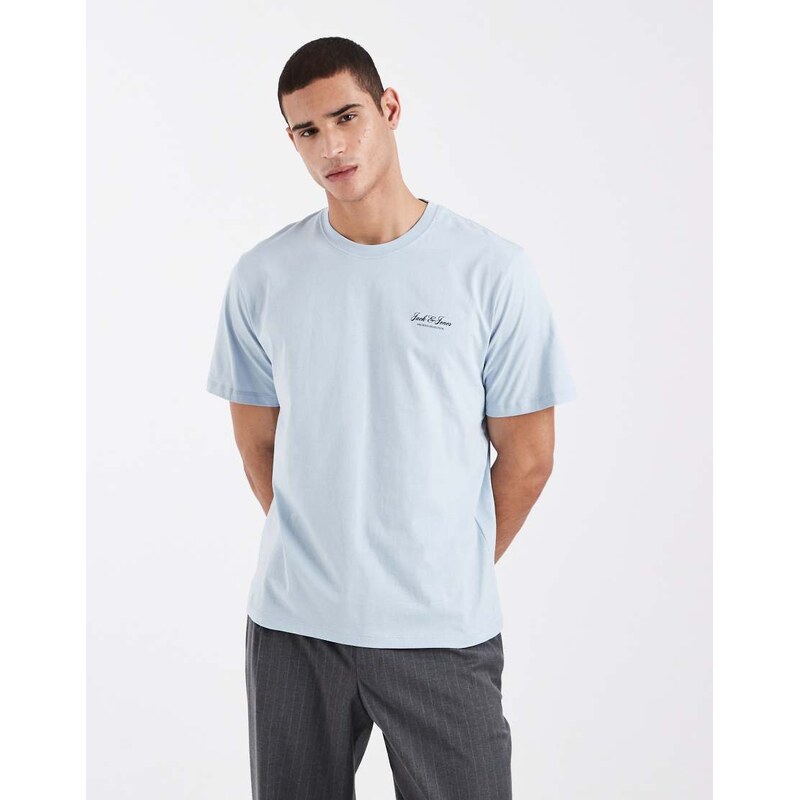 Jack & Jones archive logo t-shirt in light blue