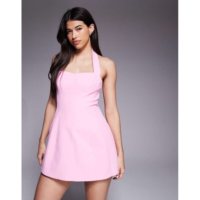 Bardot Nevelle hourglass halter neck mini dress in candy pink