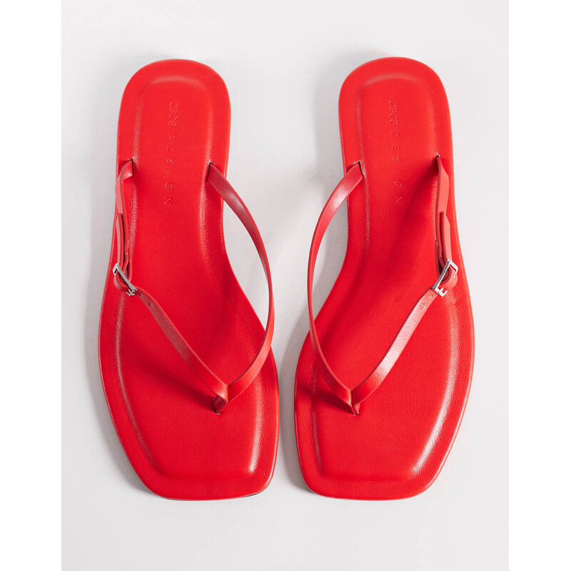 ASOS DESIGN Fitz toe thong sandals in red
