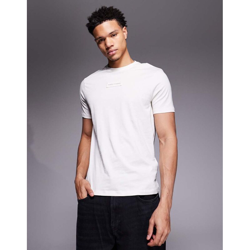 Armani Exchange chest logo t-shirt in cream-White 113106096