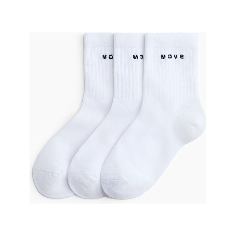 H&M - Sportovní ponožky 3 páry - Bílá