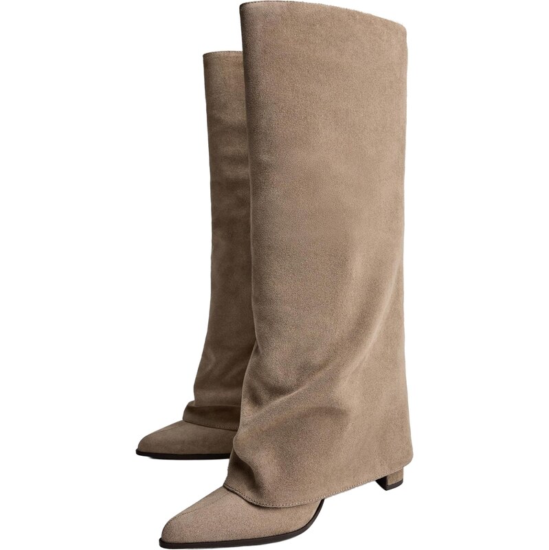 Bershka Kozačky hnědá 113105519