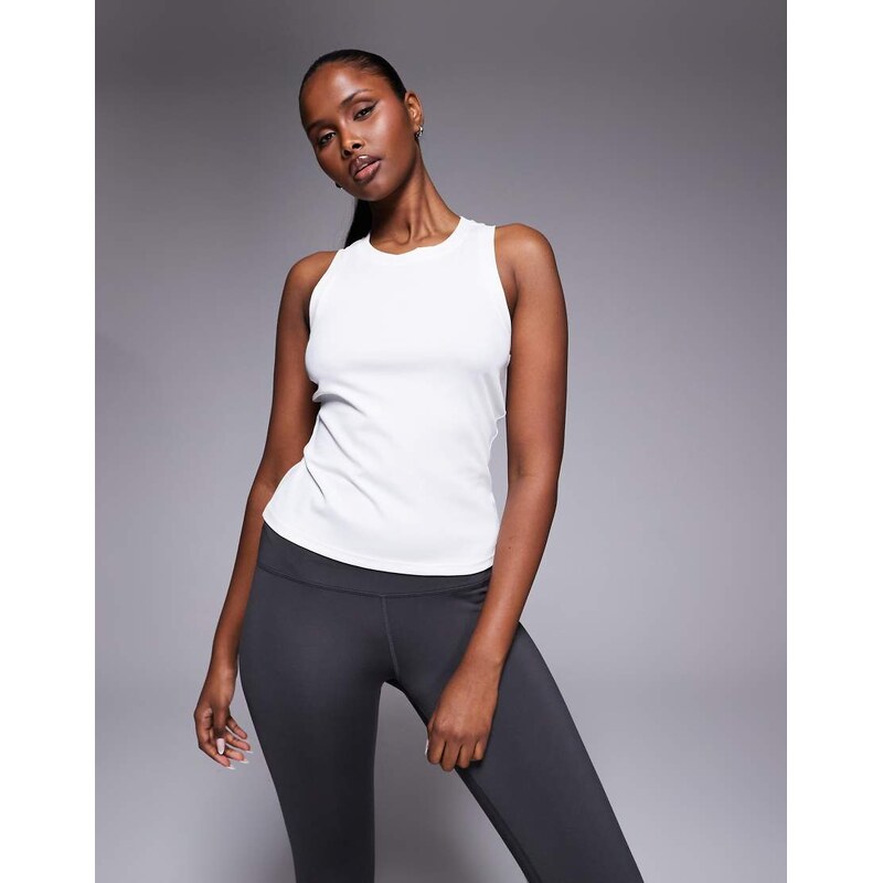 4505 engineered rib gym vest in white