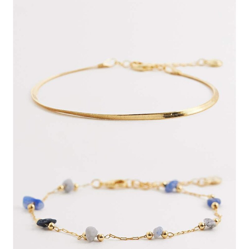 Orelia semi precious and snake chain stacking bracelet in 18k gold 113327505