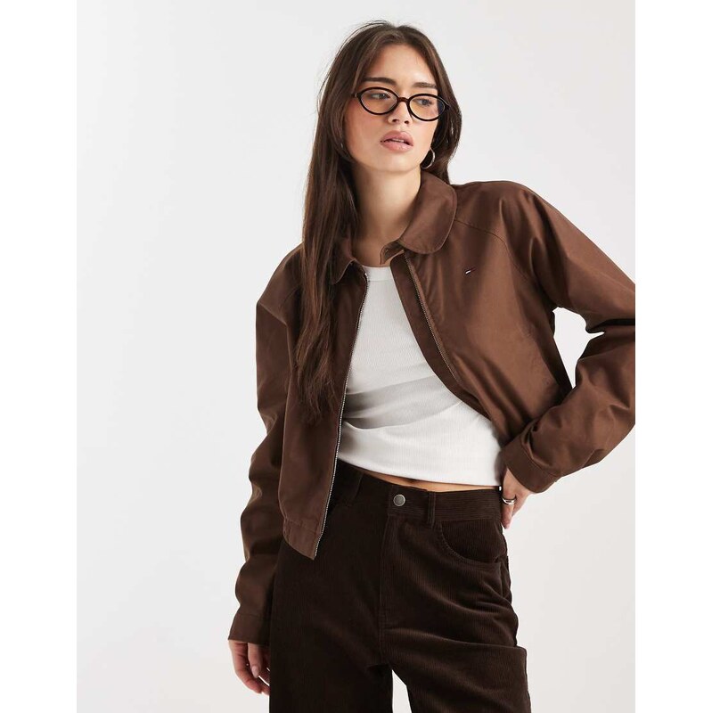 Tommy Jeans round collar jacket in brown
