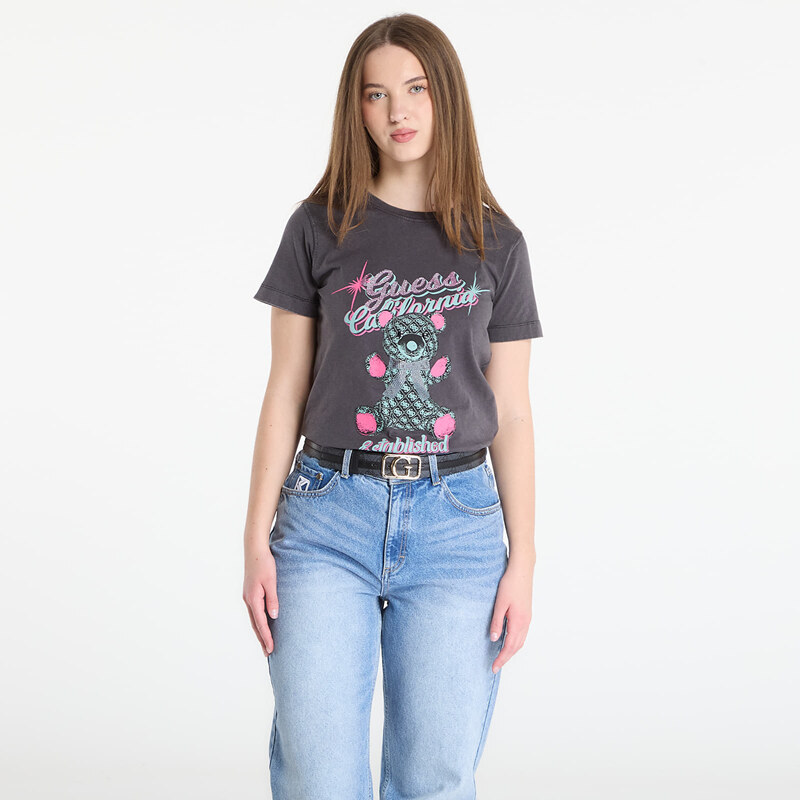 Tričko GUESS Ss Cn Guess Bear Tee Jet Black Multi S