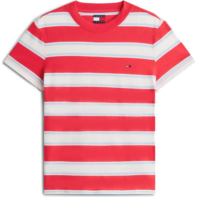 Tommy Jeans Tričko světlemodrá / červená / bílá