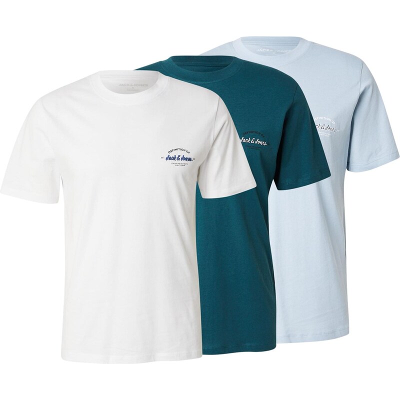 JACK & JONES Tričko JJBRANDON světlemodrá / jedle / černá / bílá