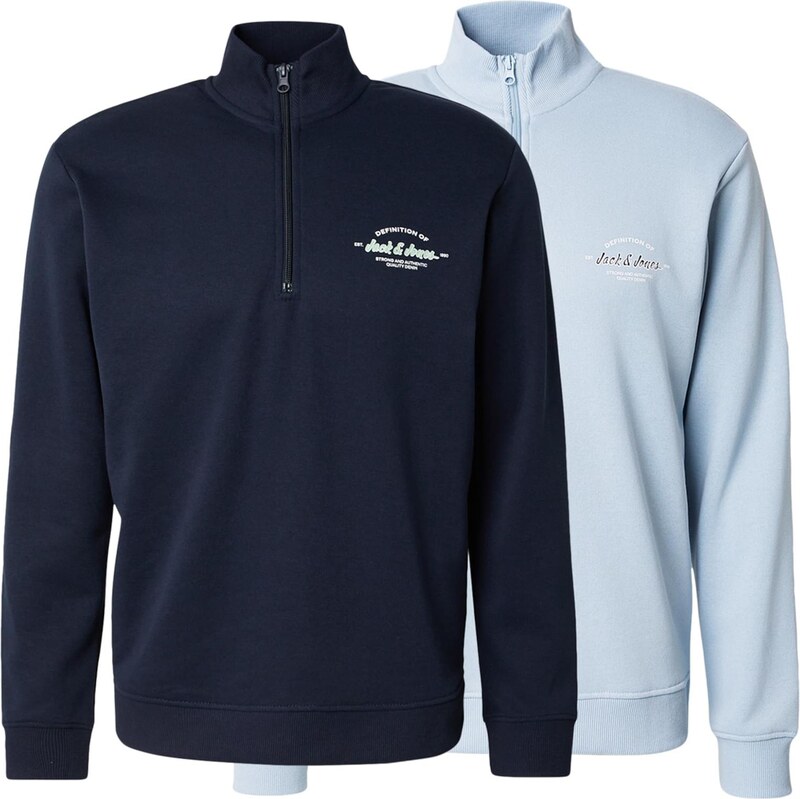 JACK & JONES Mikina JJBRANDON noční modrá / pastelová modrá