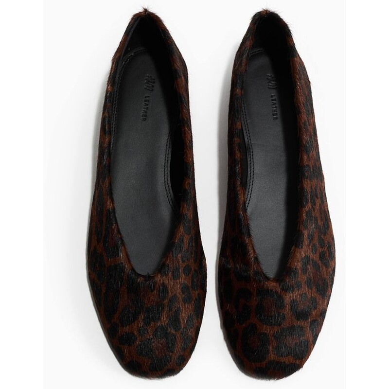 H&M - Kožené balerínky - béžová 113142005