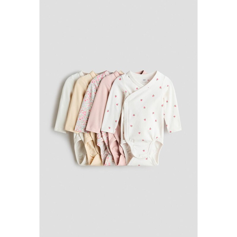 H&M - Zavinovací body 5 kusů - Krémová/Jahody