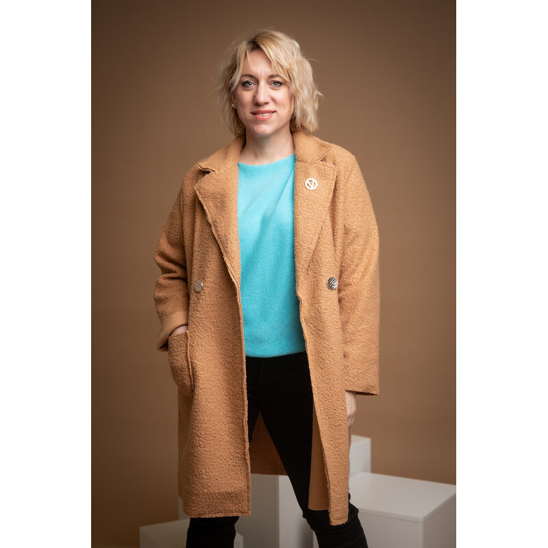 Italy fashion Elegantní kabát MONAKO Barva: Oříšková, Velikost: UNI: L 108526184