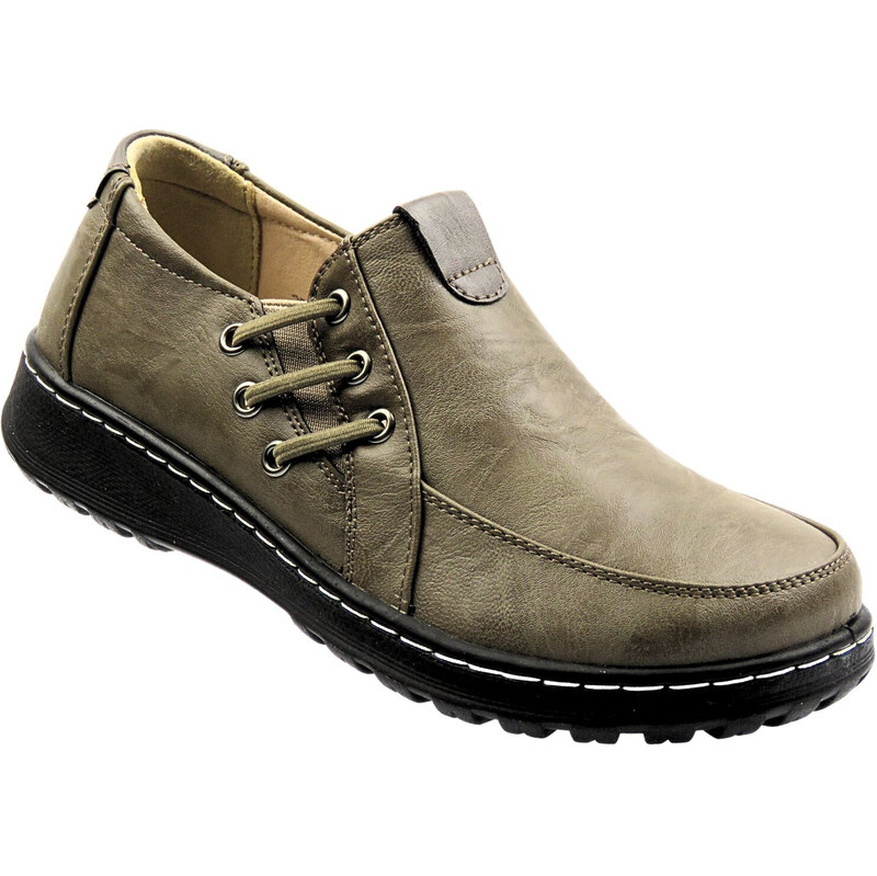Nazouvací dámské polobotky Potocki 25-90338, khaki 113264203