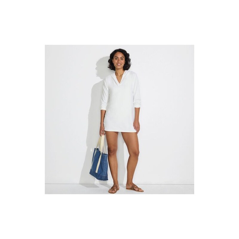 Hooded Swim Dress Cover Up, Women, size: L, regular, White,