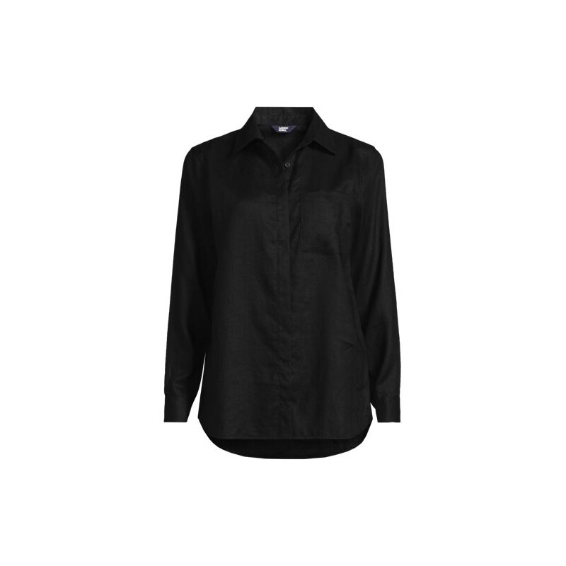 Premium Pure Linen Long Sleeve Shirt, Women, size: 2X, plus,