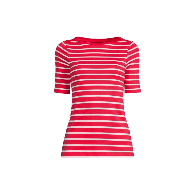 Supima Cotton Boat Neck Elbow Sleeve Top, Women, size: 20-22, plus, 115261545