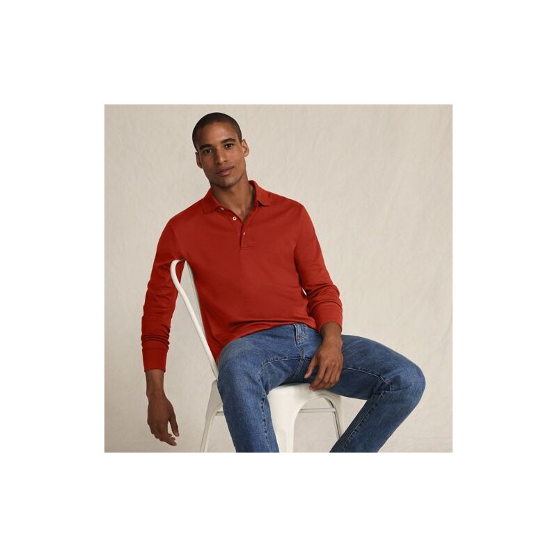 Tall Long Sleeve Supima Polo Shirt, Traditional Fit, Men, size: