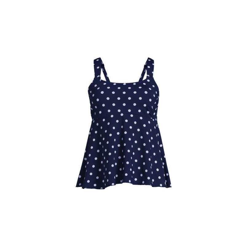 Long Flutter Tankini Top, Women, size: 8, regular, Blue, Spandex/Poly 115125865